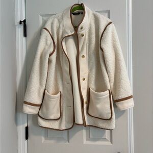 Vineyard Vines Cream and Brown Teddy Jacket